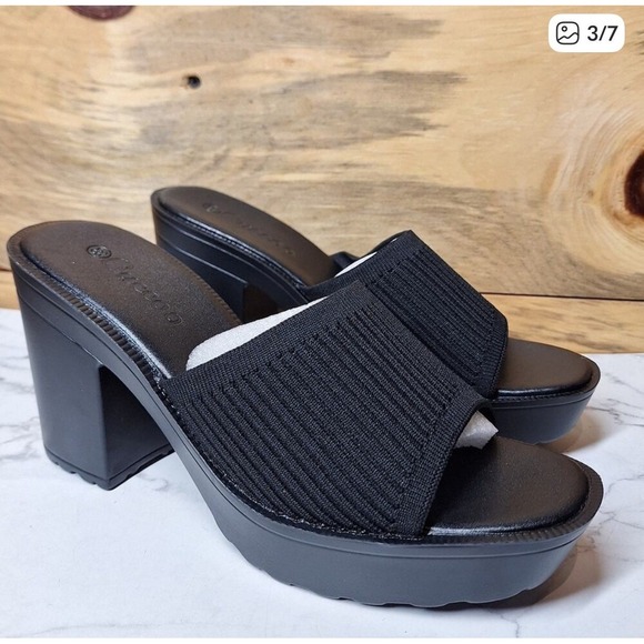 Cuccoo Black Platform Women's Chunky Block Heel Sandals Y2K Size 8 Grunge Goth - Picture 2 of 6